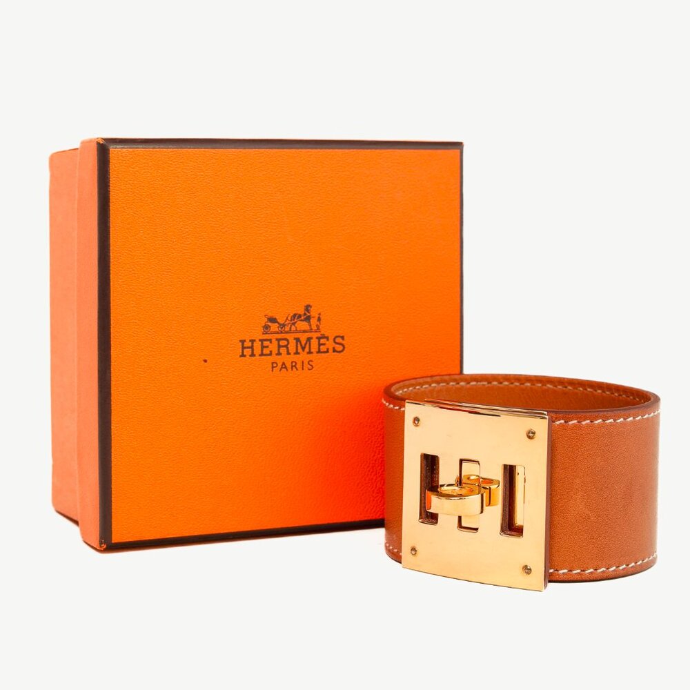 Hermes Kelly Dog Fauve Barenia Leather Bracelet